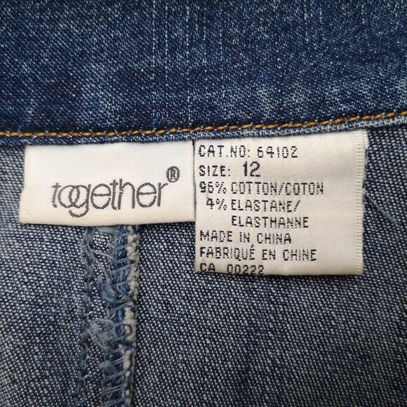 Together Ladies Size 12 Medium Wash Full Zip Fitted at the Waist Jean Jacket - Picture 5 of 10